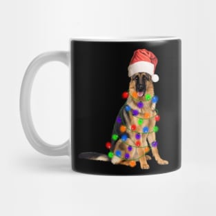 German Shepherd Dog, Xmas Lights, Santa Christmas Mug